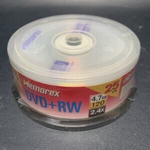 Memorex DVD+RW 25 Pack Blank Discs 4.7 GB, 2.4X Speed, 120 Min Video 3202-5542